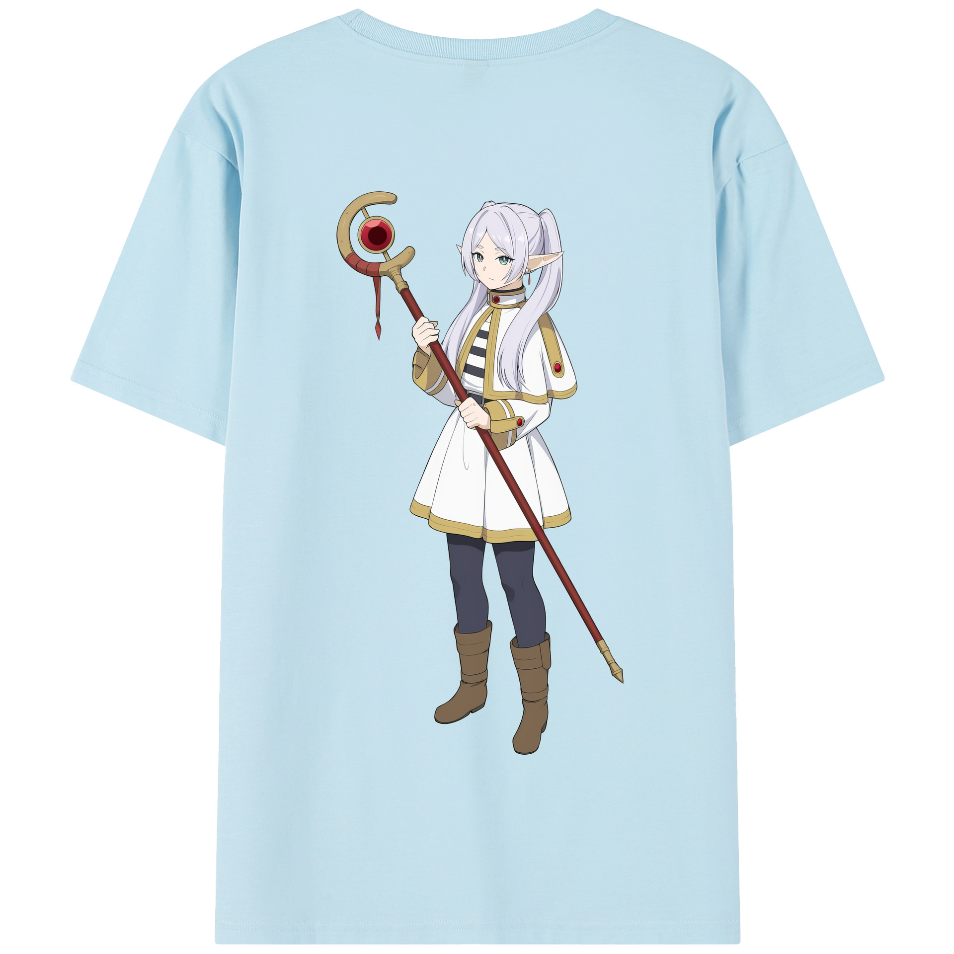 （画像用） 葬送のフリーレン Frieren 綿100％半袖Tシャツ（背面プリント）